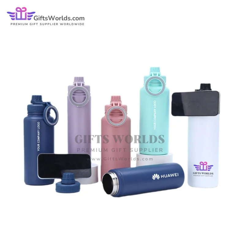 Corporate Gift Malaysia Gifts Worlds Multifunctional Insulated Water Bottle with Built-in Phone Holder Best Premium Gift Malaysia